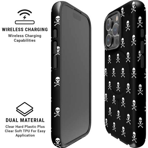 Skull and Crossbones (white) iPhone 16 Pro Magsafe Impact Case